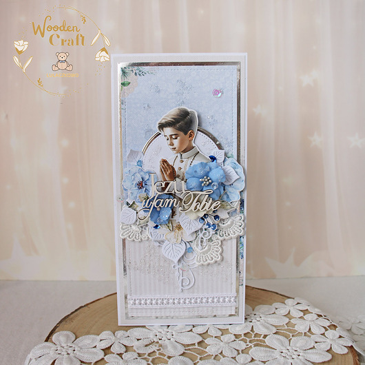 kartki na komunię Kartka komunijna pamiątka pierwszej komunii świętej "Sapphire2" GOTOWA