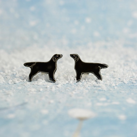 kolczyki ceramiczne Flat coated retriever-kolczyki z psem
