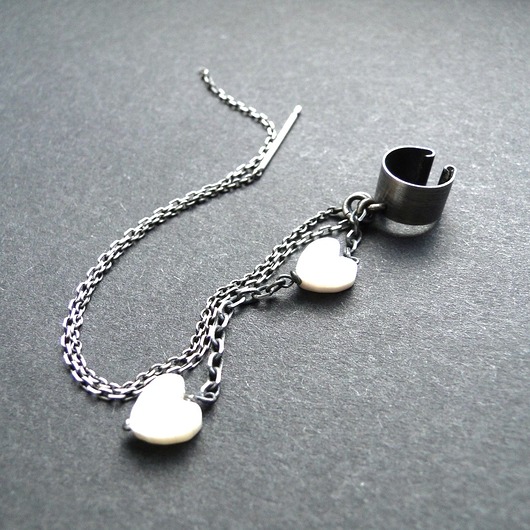 kolczyki srebrne Nausznica Serca