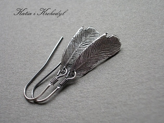 kolczyki wire wrapping Piórka vol. 2