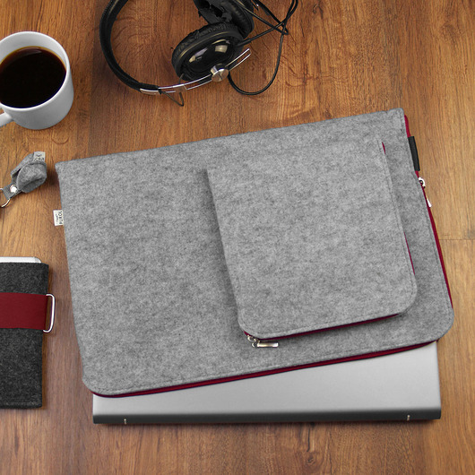 POKROWIEC FILCOWY na laptopa bordowy zamek purol design