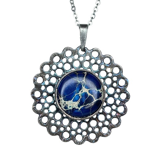 wisiory Ażurowy wisiorek z jaspisem Błękit Burzowy