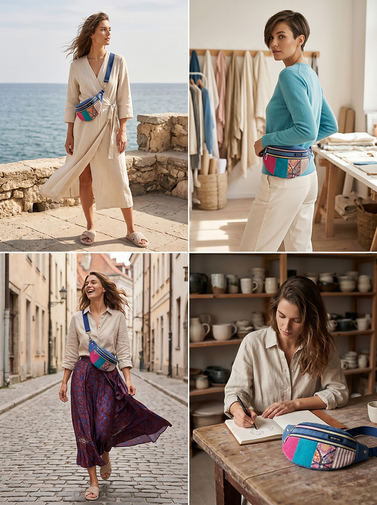 saszetka nerka Nerka Patchwork BEBOKI M + Mini-Portfelik gratis