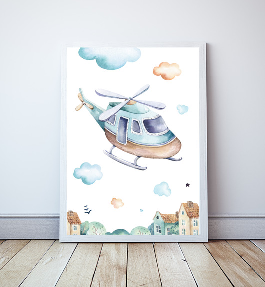 Plakat dla chłopca Helikopter z serii Blue Sky Wallie Studio Dekoracji