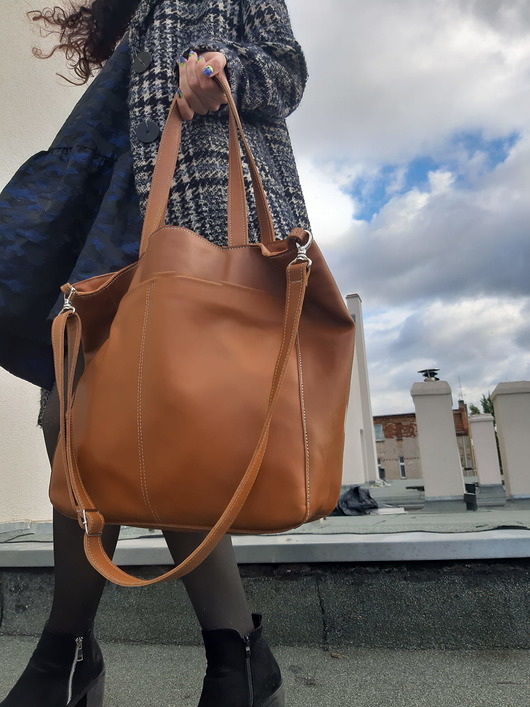 torby na ramię Koniakowa skórzana torba z dużymi kieszeniami