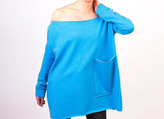 Bluzka szeroka oversize z kieszenią  kukudesign
