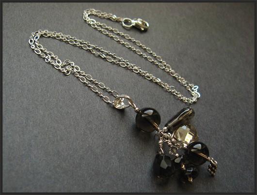 LUXURY- Kwarc Dymny, kryształ Swarovski i Srebro Little Dreamer