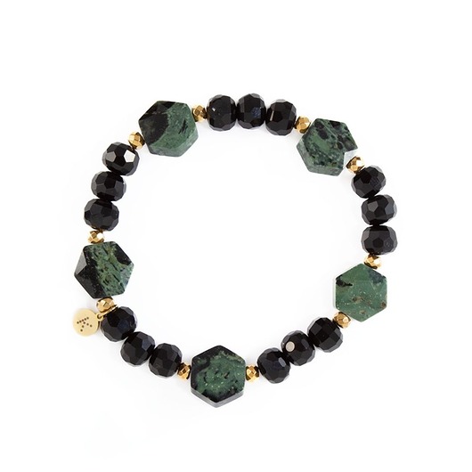 bransoletki z kamieni naturalnych Bransoletka z eleganckim zielonym Jaspisem - Wersja  Pozłacana