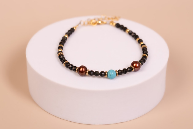 bransoletki - inne Bransoletka Onyks, Turkus, Perła