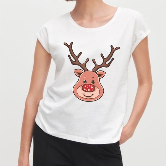 t-shirt damskie Koszulka  z nadrukiem Renifer