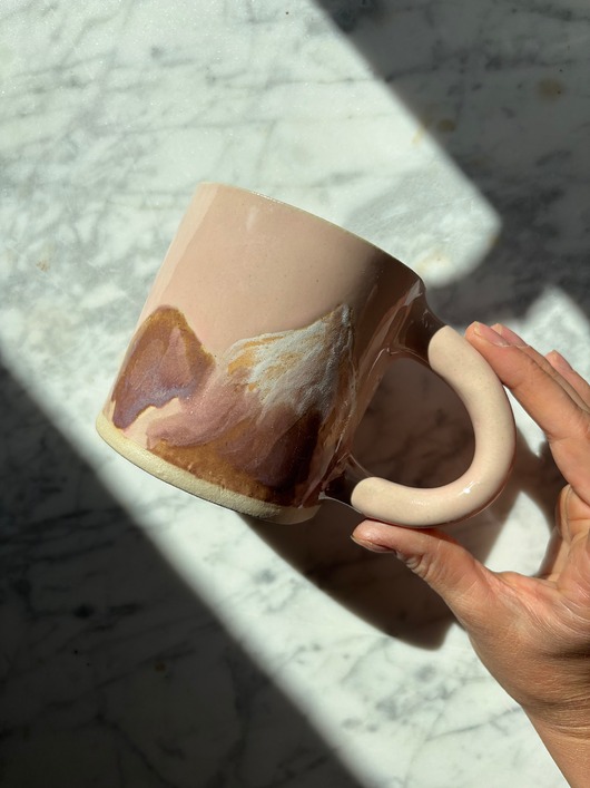 kubki i filiżanki Duży Ceramiczny Kubek Handmade 420 ml z Motywem Górskim Podhale