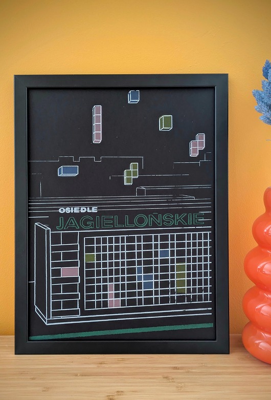 grafiki i ilustracje Ręcznie drukowany sitodruk "Osiedle Jagiellońskie" 30x40cm