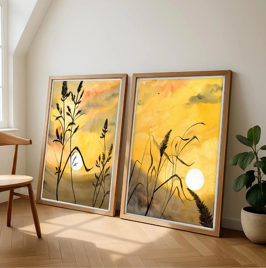 grafiki i ilustracje Zestaw 2 prac. Trawy