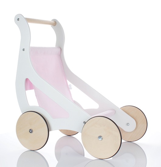 klocki i zabawki drewniane Designerski drewniany wózek dla lalek