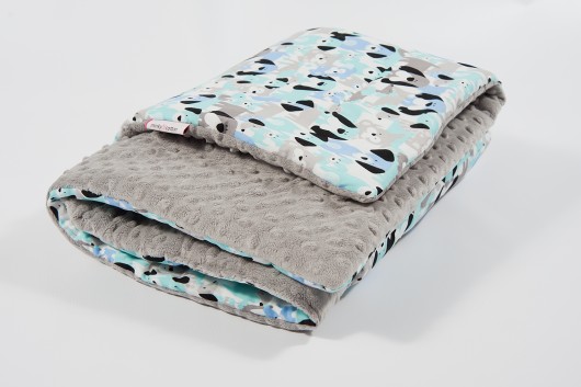 Mięciutki kocyk minky - szare pieski - 75x100 Minky and Cotton
