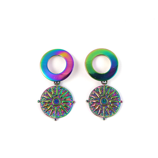 kolczyki - inne Kolekcja Starlight - kolczyki koła, gwiazda - stal