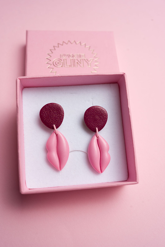 kolczyki z masy plastycznej Kolczyki sztyfty usta mini