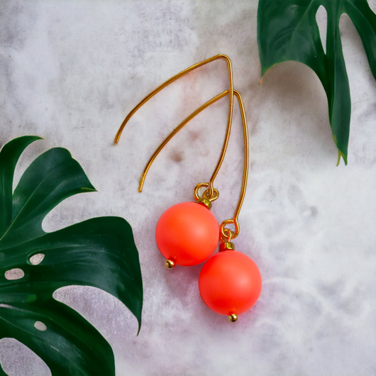 kolczyki swarovski Swarovski neon pearls : neon orange