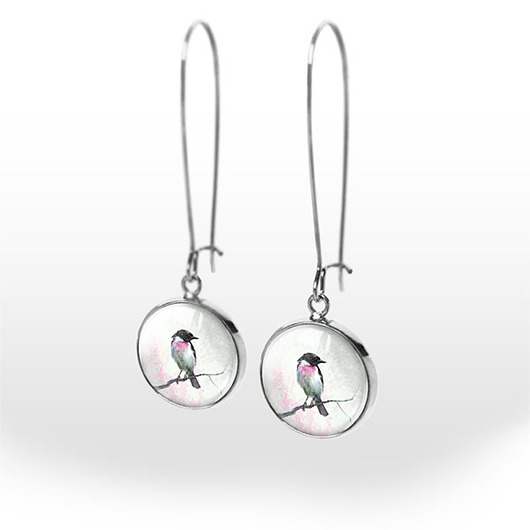 kolczyki szklane Kolczyki - Ptaszek - wiszące