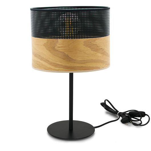 lampy stołowe Luksusowa lampa stołowa z abażurem z drewna
