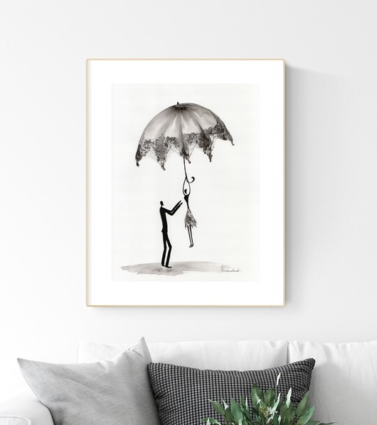 grafika 30 x 40 cm wykonana ręcznie, abstrakcja Krystyna Siwek Art
