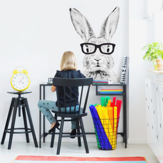 KRÓLIK W OKULARACH NAKLEJKA ŚCIENNA 100cm Dekoracjan