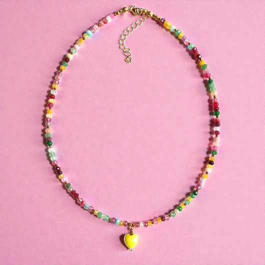 chokery Naszyjnik z serduszkiem : jadeit, ceramiczne serduszko : multicolor