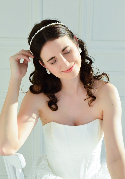 Ślubne ozdoby do włosów Opaska z perłami naturalnymi