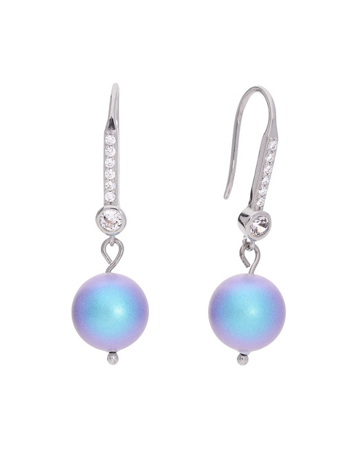 kolczyki swarovski Kolczyki z błękitną perełką i cyrkoniami