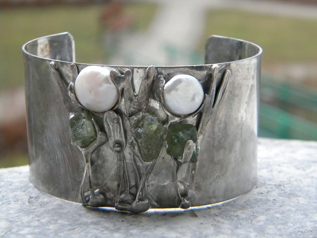 perły / apatyt    - BRANSOLETA MANKIET - CUFF Beata Trotter