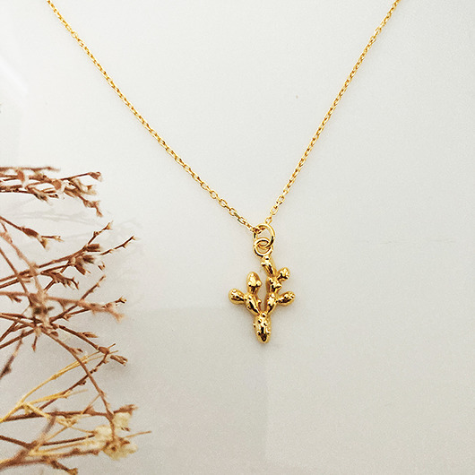 złote naszyjniki Naszyjnik z kaktusem, złota roślinka