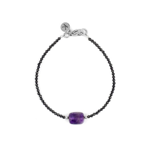 bransoletki z kamieni naturalnych Bransoletka ze Spineli z kamieniem regeneracji - Ametyst - wersja srebrna