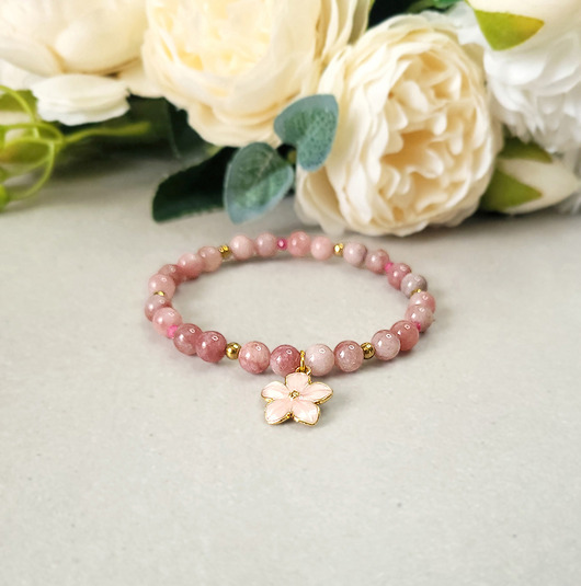 bransoletki z kamieni naturalnych RADOŚĆ- bransoletka z kwiatkiem