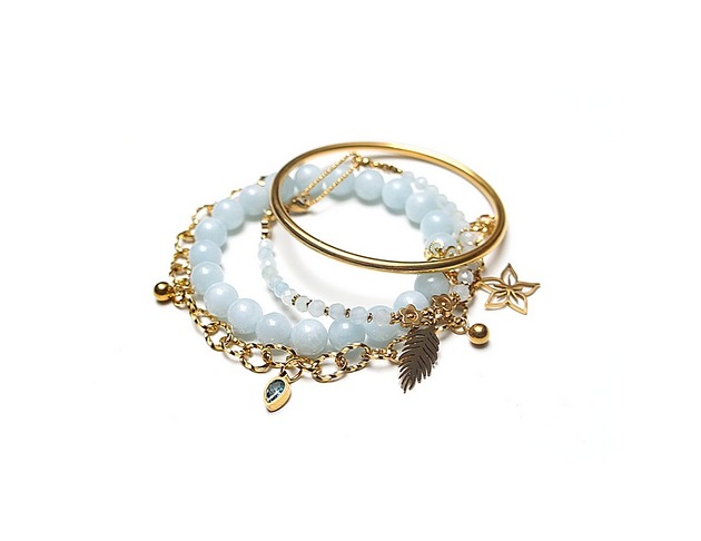 bransoletki z kamieni naturalnych Zestaw bransoletek /Akwamaryn/  - Szlachetna kolekcja