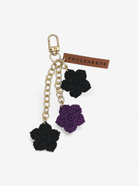 breloki Brelok Trzy Kwiatki - Fiolet i Czerń