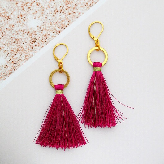 Ultralekkie kolczyki chwosty Boho - Cherry Ilovehandmade