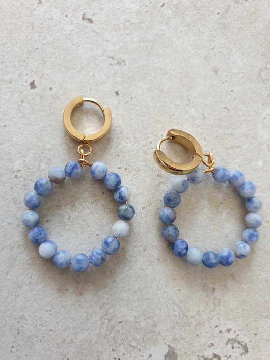 kolczyki z kamieniami Kolczyki DONUTS jaspis niebieski ziemny