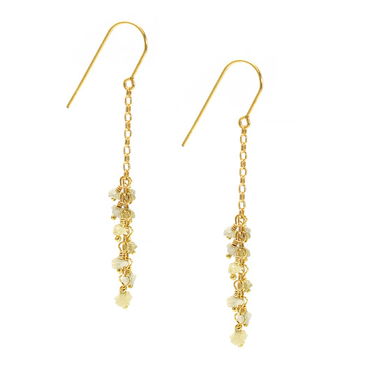 kolczyki złote Długie kolczyki z naturalnymi diamentami, żółte diamenty, pozłacane srebro