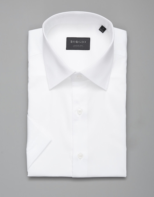 koszule męskie koszula męska bawełniana krótki rękaw classic fit biały 00102 176/182 40