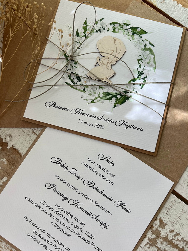 zaproszenia na komunię Najpiękniejsze zaproszenia handmade komunijne, na komunię dla dziewczynki - r