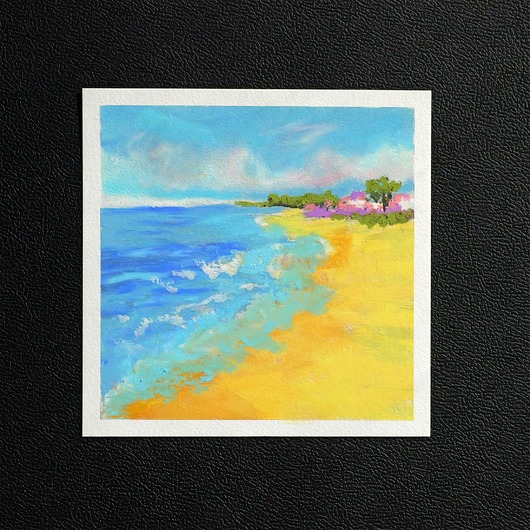 obrazy Słoneczne wybrzeże obraz pastela olejna 15x15 cm