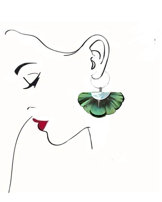 Kolczyki z piórami emerald Ajdacho