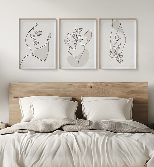 plakaty Zestaw 3 stylowych plakatów w stylu Boho, kobieta, twarz, line art.