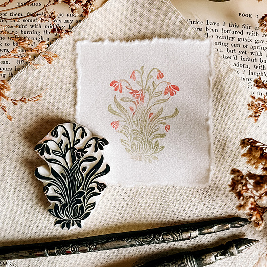 stemple Ręcznie robiony stempel do scrapbookingu, polny kwiat w stylu art nouveau