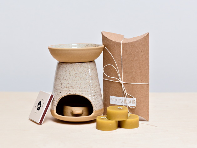 świeczniki i świece Zestaw Prezentowy - kominek piaskowy + wosk + świeczki