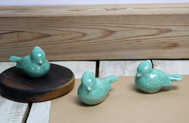 ozdoby wielkanocne 3 turkusowe ptaszki - zestaw