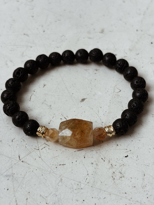 biżuteria męska Bransoletka męska Cytryn i Lawa