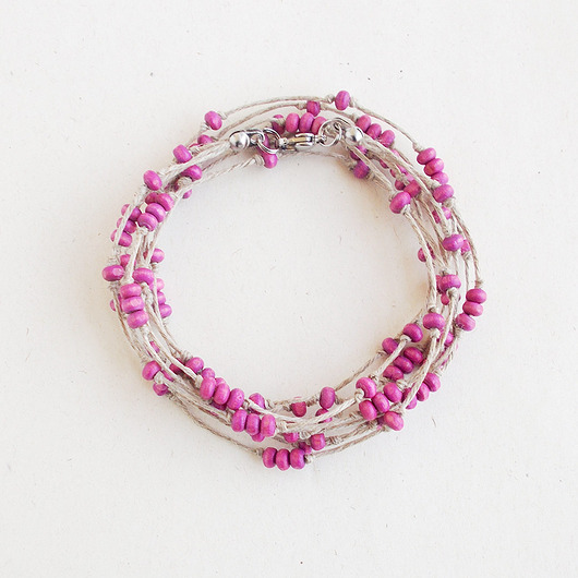 bransoletki drewniane Fiolet Orchidea Bransoletka lniana NATURE