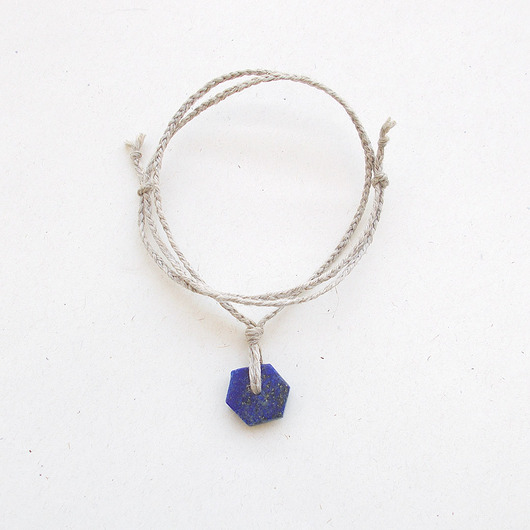 bransoletki z kamieni naturalnych Lapis lazuli i len Bransoletka