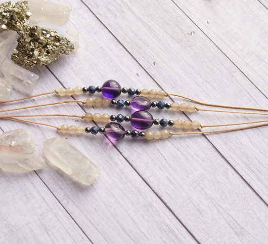bransoletki z kamieni naturalnych RYBY - zodiac collection - SZAFIR, JADEIT, AMETYST